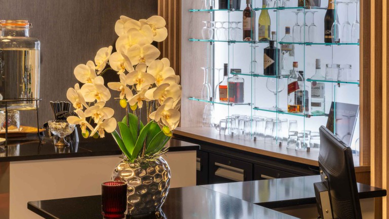Receptie van Plaza Premium Den Haag City Center.