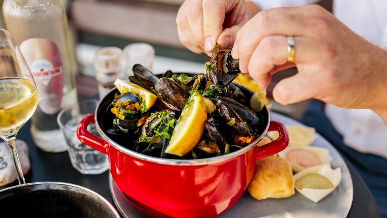 Culinair gerecht van mosselen.